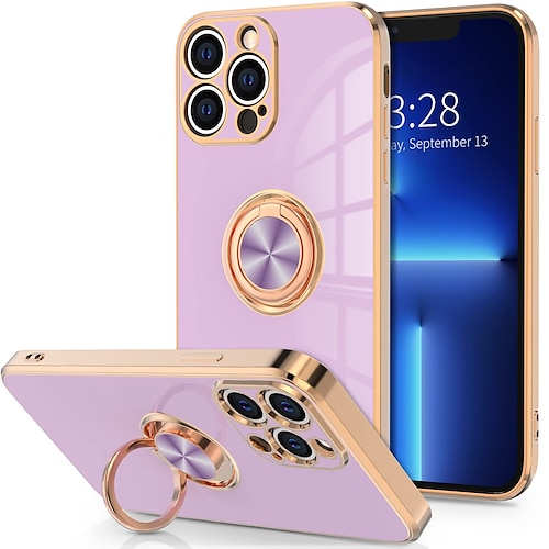 Handy Hülle Handyhüllen Für iPhone 16 15 14 Pro Max Plus 16e 13 12 11 Pro Max Mini Rückseite Mit Ständer Ringhalter Kameralinsenschutz TPU Beschichtung Image