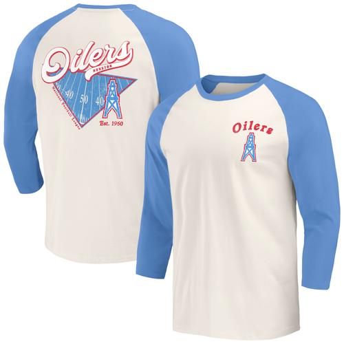 Hellblaues/weißes Raglan-T-Shirt mit 3/4-Ärmeln der Darius Rucker Collection von Fanatics für Herren der Houston Oilers Gridiron Classics