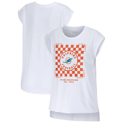 Damen WEAR by Erin Andrews Weißes Miami Dolphins Kariertes Muskel-Tanktop Image