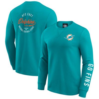 Herren-T-Shirt mit Waffelstrick und Waschung der Miami Dolphins aus der Darius Rucker Collection von Fanatics in Aquamarin Image
