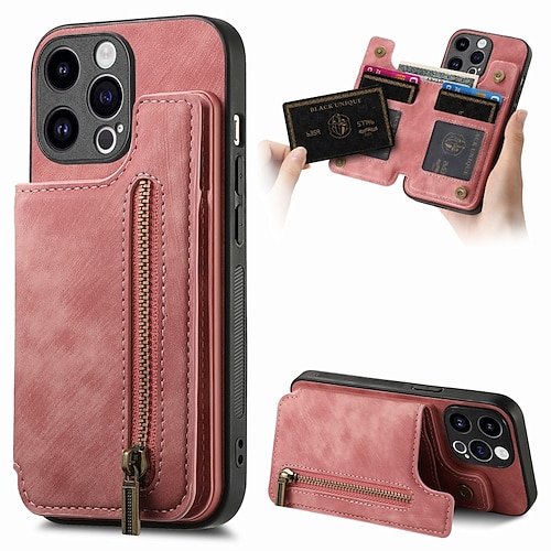 Handy Hülle Handyhüllen Für iPhone 17 Pro Max 17 Air 16 15 14 Pro Max Plus 13 12 11 Pro Max Mini Rückseite Mit Ständer Kartenfach Stoßfest Retro TPU PU-Leder Image