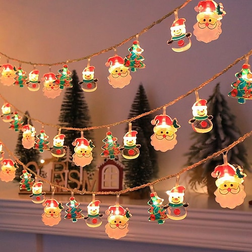 Weihnachts-LED-Lichterkette, 10/20 LEDs, Weihnachts-Schneemann-Baumdekoration, wasserdichte Girlande, USB-/batteriebetrieben, Feiertage, Neujahr, Weihnachten, Zuhause, Schlafzimmer, Party, Hochzeit, Image