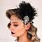 Schwarzes Stirnband mit Federn und Strass im Stil der 1920er-Jahre im Gatsby-Stil für Damen – Accessoire im Vintage-Flapper-Stil für Kostümpartys, Hochzeiten und Veranstaltungen im Retro-Stil