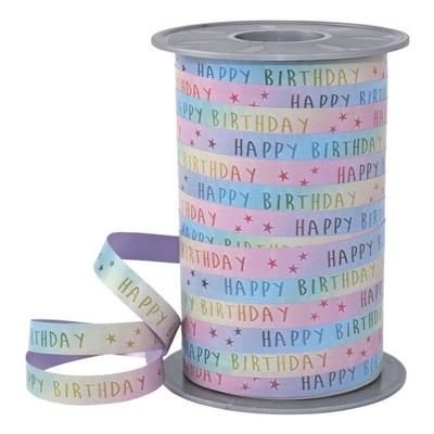 Motivband pastell »Rainbow Birthday« mehrfarbig, PRÄSENT, 1 cm