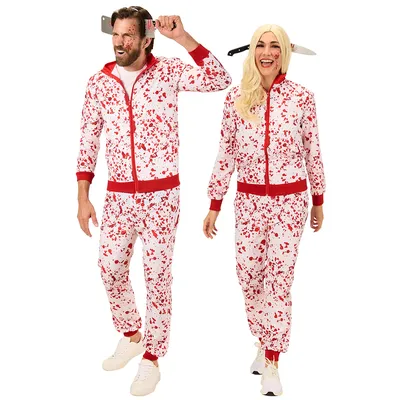 Trainingsanzug Blut unisex, weiß/rot