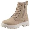 Schnürboots TOM TAILOR, Kinder, Gr. 34, beige (beige, kombiniert), Nubuklederimitat, Glitzer, modisch, Schuhe, mit Zierreißverschluss außen