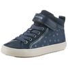 Sneaker GEOX "J KALISPERA GIRL I", Kinder, Gr. 24, blau (navy), Lederimitat, Textil, Glitzermuster, casual, Schuhe, High Top Sneaker, Schnürboots, Freizeitschuh mit Gummizug