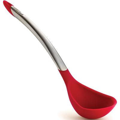Schöpflöffel CUISIPRO "Elegance", rot (edelstahlfarben, rot), B:8cm H:15cm, Edelstahl, Silikon, Kochlöffel, aus satiniertem Edelstahl, sehr hochwertig Image