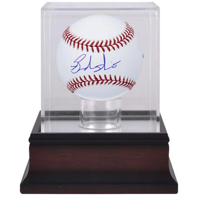 Signierter Brandon Nimmo New York Mets Baseball & Mahagoni Baseball Vitrine Image