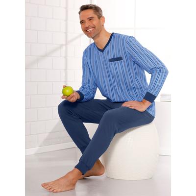 Schlafanzug, Herren, Gr. 48/50, blau (himmelblau, dunkelblau), 100% Baumwolle, Homewear-Sets Image