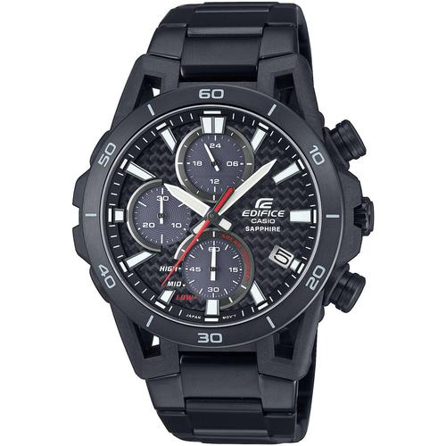 Chronograph CASIO EDIFICE Armbanduhren schwarz Herren Armbanduhr, Solar, Herrenuhr, Edelstahlarmband, analog, Tag