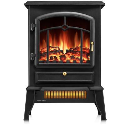 R.W.FLAME Electric Fireplace Stove, Freestanding Fireplace Heater with Realistic Flame, Overheating Safety Device