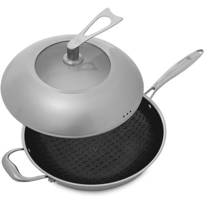 Hell's Kitchen HKHW-12C Ceramic Hybrid 12" Wok with Lid