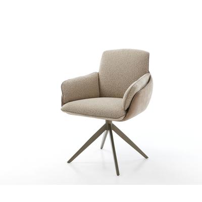 DELIFE Drehstuhl Luan-Flex mit Armlehnen Materialmix Schlamm Kreuzgestell breit Effektfinish Titan 360° drehbar, Esszimmerstühle Image
