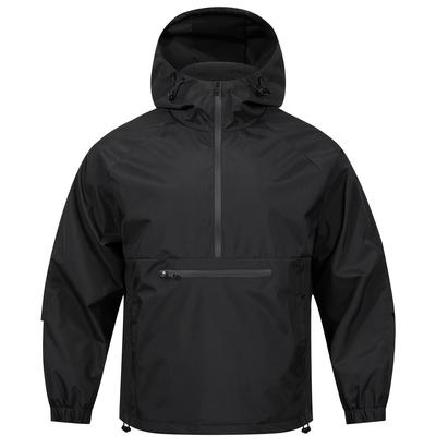 TEMU Lightweight Windproof Half-zip Hooded Jacket - Breathable, Quick-dry Outdoor Sports & Casual Coat With Pockets, Hiking, Fishing, And Casual Attire, Fishing Jacket Image