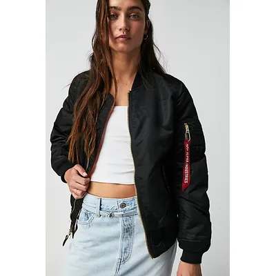 Alpha Industries Ma-1w Jacket at Free People in Black, Size: Small