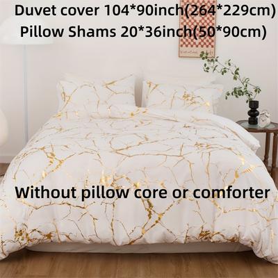 TEMU 3pcs Duvet Cover Set, Polyester Bronzing Bedding Set, Soft Comfortable Skin-friendly Duvet Cover, For Bedroom, Guest Room (1*duvet Cover + 2*pillowcase, Without Core)