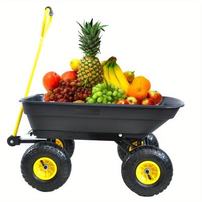 TEMU Pushchair, Black Pushchair, Tool Trolley, Wheelbarrow, Outdoor Pushchair, Double Wheelbarrow For 15 Inch Pneumatic Wheels