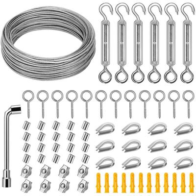 Drahtseil Rankhilfe Set 15m Drahtseil Edelstahl Set für Kletterpflanzen, Seilspanngarnitur für