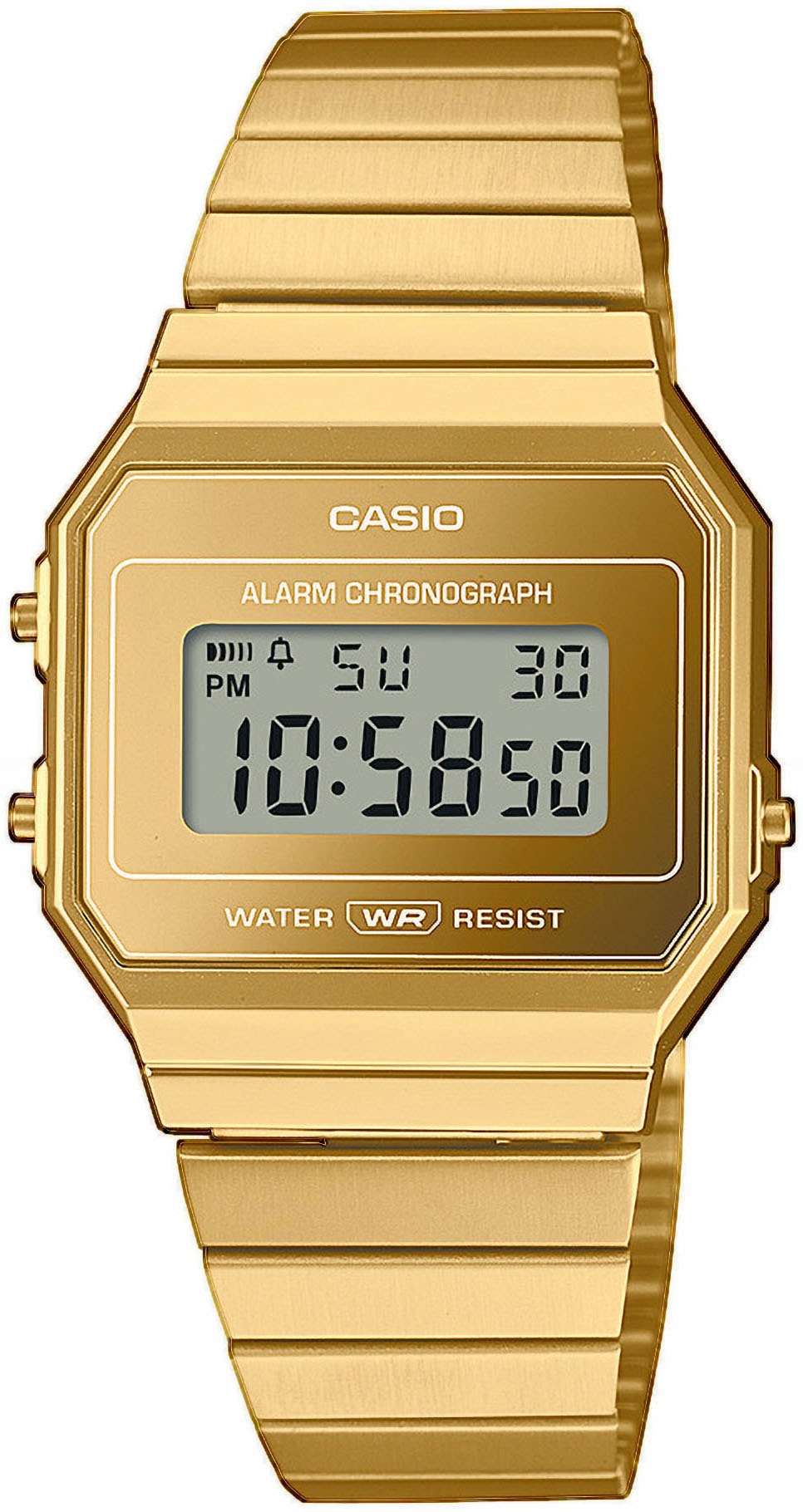 Chronograph CASIO VINTAGE, gold (goldfarben), Armbanduhren, Damen, Chronograph, Quarzuhr, Armbanduhr, Damenuhr, Herrenuhr,Digitaluhr, Edelstahlarmband