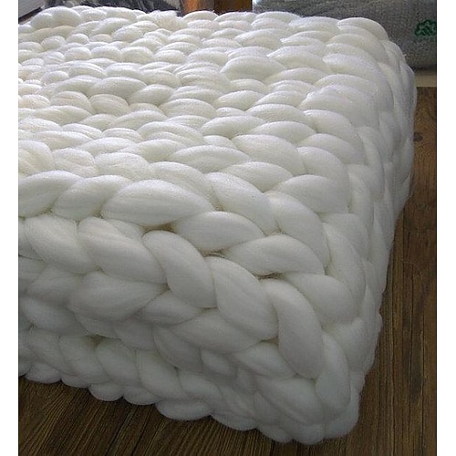 grob gestrickte Überwurfdecke, superdicke handgewebte Wolldecke, Sofadecke, Bezug, Strickdecke, dicke Fadendecke Image