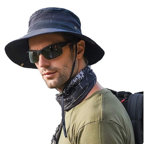 Herren Sonnenhut Eimer Hut Außen Packbar UPF50 UV Schutz Rasche Trocknung Frühling Sommer Hut Gitter Campen und Wandern Jagd Angeln Armeegrün Grau Khaki Image