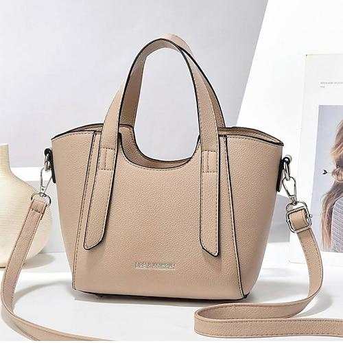 Damen Handtasche PU-Leder Casual Täglich Langlebig lichter Ocker Schwarz Elfenbein