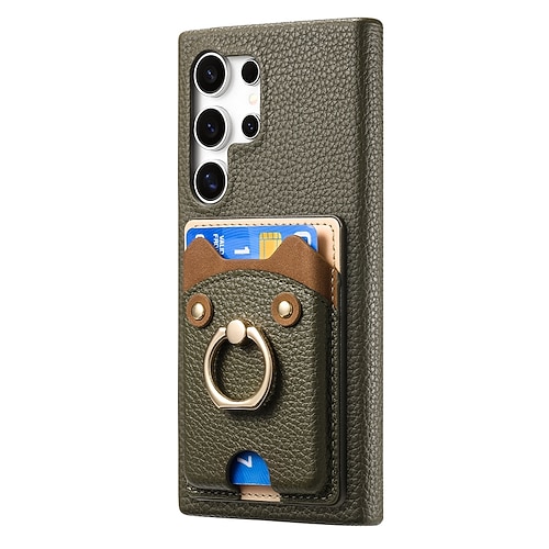 Handy Hülle Handyhüllen Für Samsung Galaxy S25 S24 S24 FE S23 S22 S21 Ultra Plus A55 5G A35 5G A25 A15 Rückseite Ringhalter Kartenfach Stoßfest Retro PC PU-Leder Image