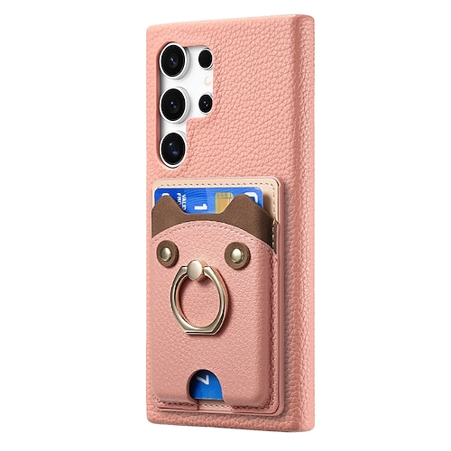 Handy Hülle Handyhüllen Für Samsung Galaxy S25 S24 S24 FE S23 S22 S21 Ultra Plus A55 5G A35 5G A25 A15 Rückseite Ringhalter Kartenfach Stoßfest Retro PC PU-Leder Image
