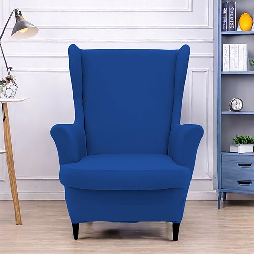 Ohrensesselbezug mit gestreiftem geometrischem Druck, Polyester-Schonbezug, dehnbarer und langlebiger Möbelschutz, moderner, stilvoller Stuhlbezug für die Wohnzimmerdekoration Image