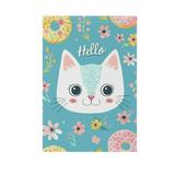 Hello Cat Face Garden Flag 12X18 Double Sided Yard Flags for Outside Outdoor All Seasonal Decoration