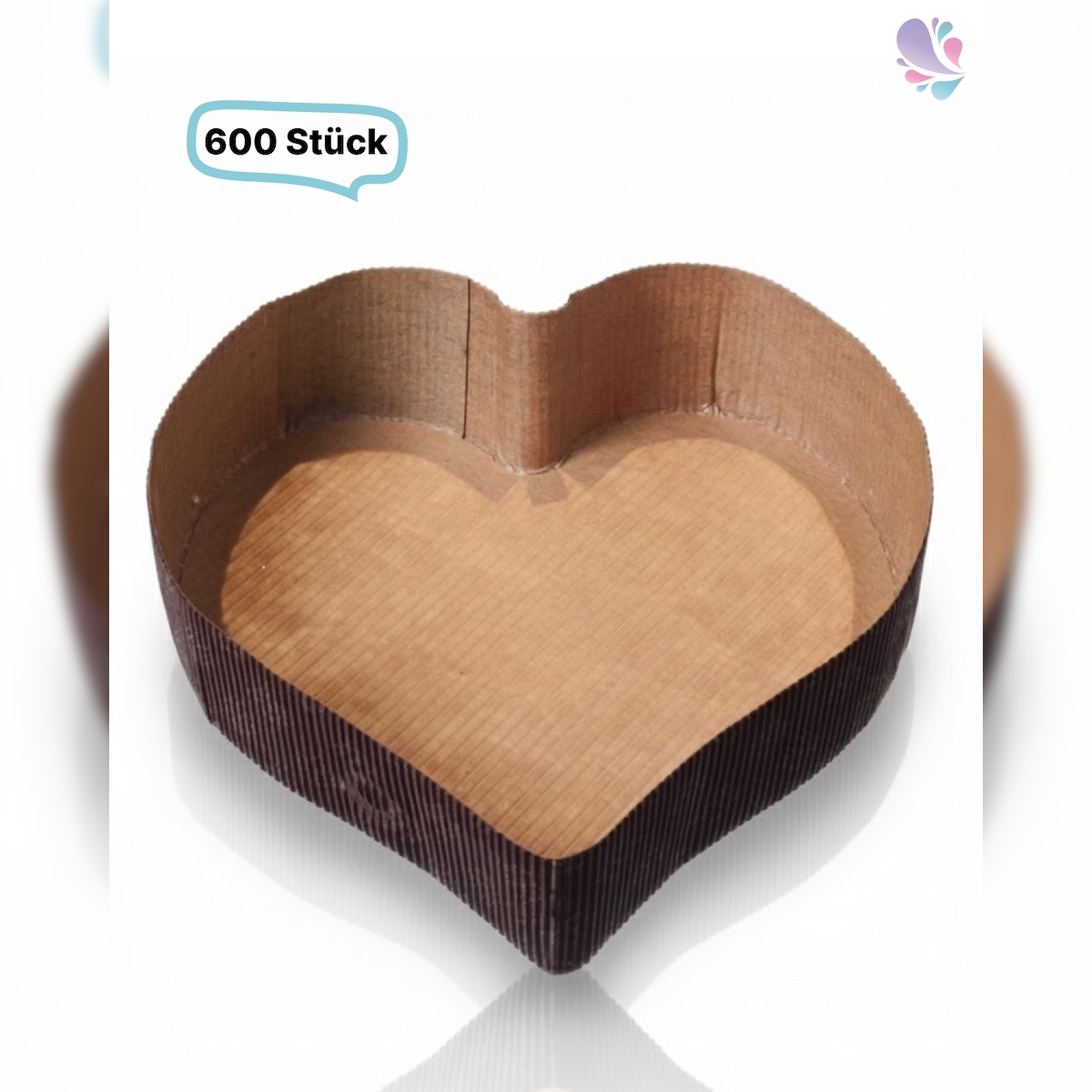 Blanc HYGIENIC Papier-Backformen Herz groß, 600 Stück, 175x175x45mm, 980ml, Backofen geeignet, aluminiumfrei Image