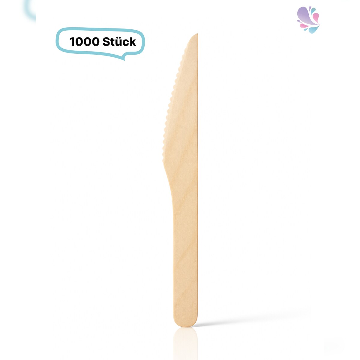 Blanc HYGIENIC Messer, Holzmesser Einwegbesteck, 1.000 Stk, gewachst, biologisch abbaubar, 16 cm Image