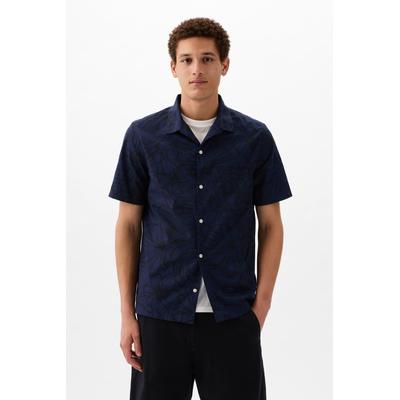 Gap Mens Blue Resort Poplin Print Shirt in Standard Fit - Blue