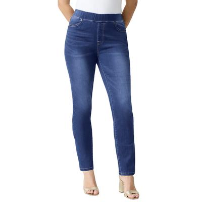 Plus Size Women's 360 Stretch Straight Leg Jean by Roaman's in Dark Wash (Size 12 W)