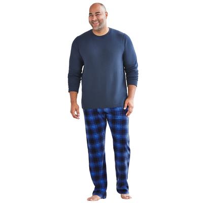 Men's Big & Tall Hanes® X-Temp® Pajama Set by Hanes in Navy Plaid (Size 3XL)