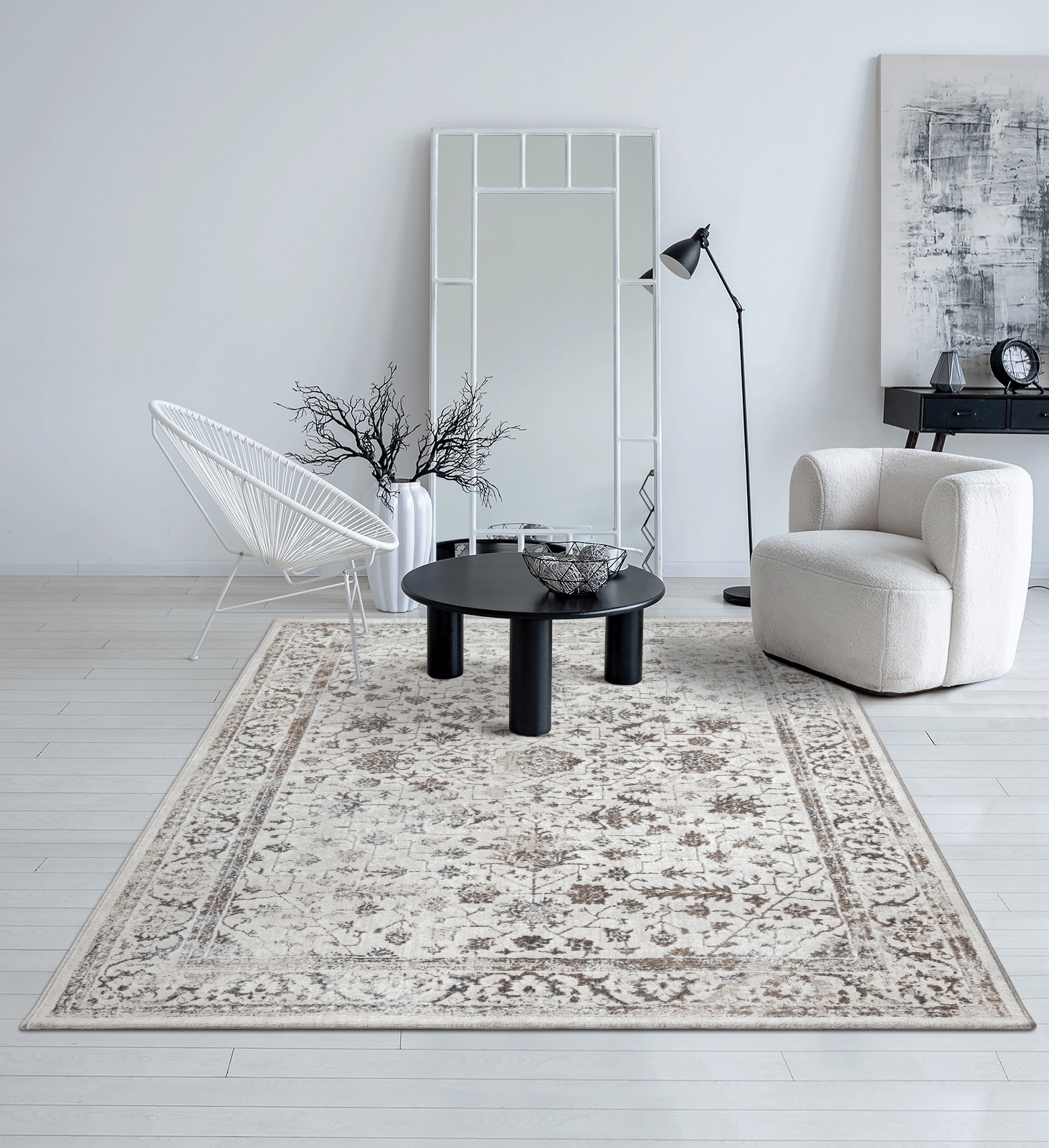 Teppich THE CARPET "Mila", beige (creme), B:140cm H:8mm L:200cm, Polyester, Teppiche, Teppich, moderner Wohnzimmer Teppich elegant glänzender Flor