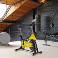 TEMU Stationary Exercise Bike W/ 6kg Flywheel, Lcd Monitor, Adjustable Resistance, Pad & Bottle Holder, For Indoors, Gyms, Offices, Cardio Workout - Yellow