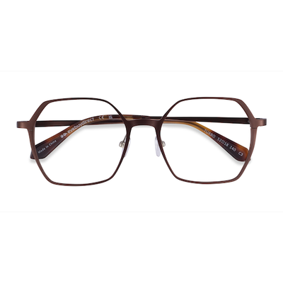 Unisex s geometric Matte Brown Aluminium Alloy Prescription eyeglasses - Eyebuydirect s Turbo