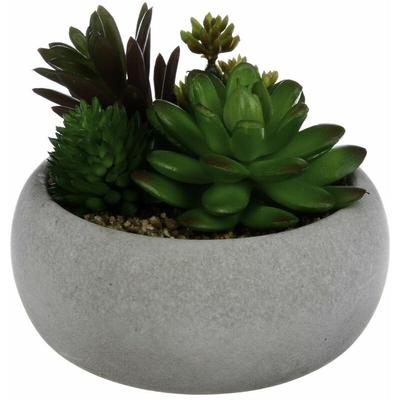 Atmosphera - Dekorative künstliche Pflanze in einem Zementtopf, künstliche Blumen in einem Topf, Image