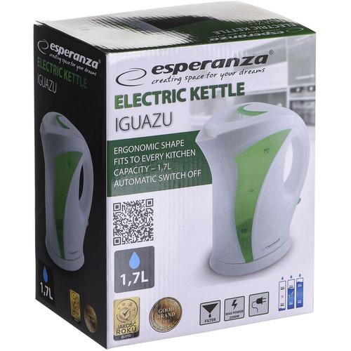 Ekk018g elektrischer Wasserkocher 1,7 l, weiß / green - Esperanza