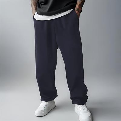 Men's Fleece Pants Sweatpants Joggers Trousers Straight Leg Sweatpants Elastic Waist Straight Leg Solid Color Plain Comfort Breathable Full Length Sports Outdoor Daily Casual / Sporty Athleisure