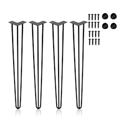 BERLINTABLES Premium Tischbeine 4 Stück Set 72 cm Schwarz massiv Stahl|Tischgestell Hairpin Legs 3 Streben Metall Tischfüße Büro/Schreibtisch/Esstisch Image