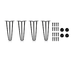 BERLINTABLES Premium Tischbeine 4 Stück Set 20 cm Schwarz massiv Stahl|Tischgestell Hairpin Legs 3 Streben Metall Tischfüße Büro/Schreibtisch/Esstisch Image