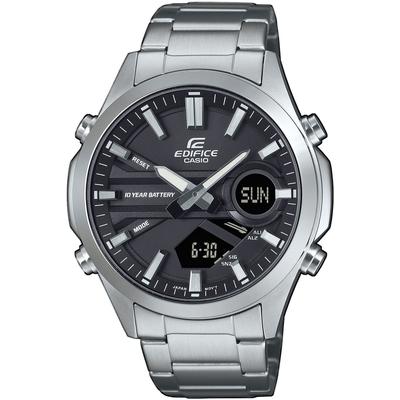 Chronograph CASIO EDIFICE, silber (schwarz, edelstahlfarben), Armbanduhren, Herren, Quarzuhr, Armbanduhr, Herrenuhr, Edelstahlarmband, analog, digital Image