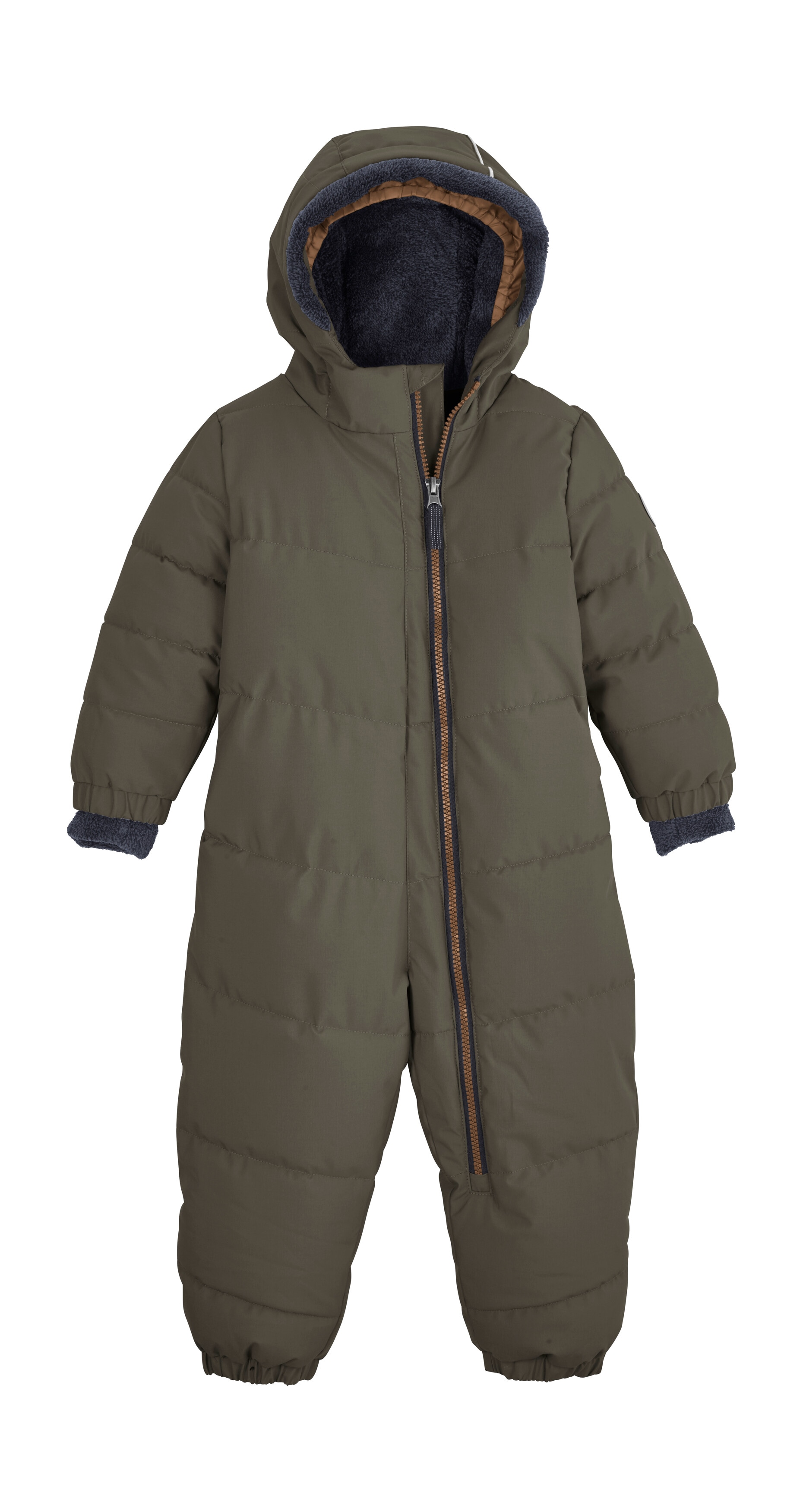 Overall "FIOW 20 MNS QLTD ONPC", Kinder, Gr. 122/128, grün (schlamm), Oberstoff: 100% Polyester, Futter: 100% Polyester, Wattierung: 100% Polyester, FIRST INSTINCT BY KILLTEC, Overalls, Steppoverall mit Kapuze, 10.000 mm Wassersäule, Teddyfell innen Image