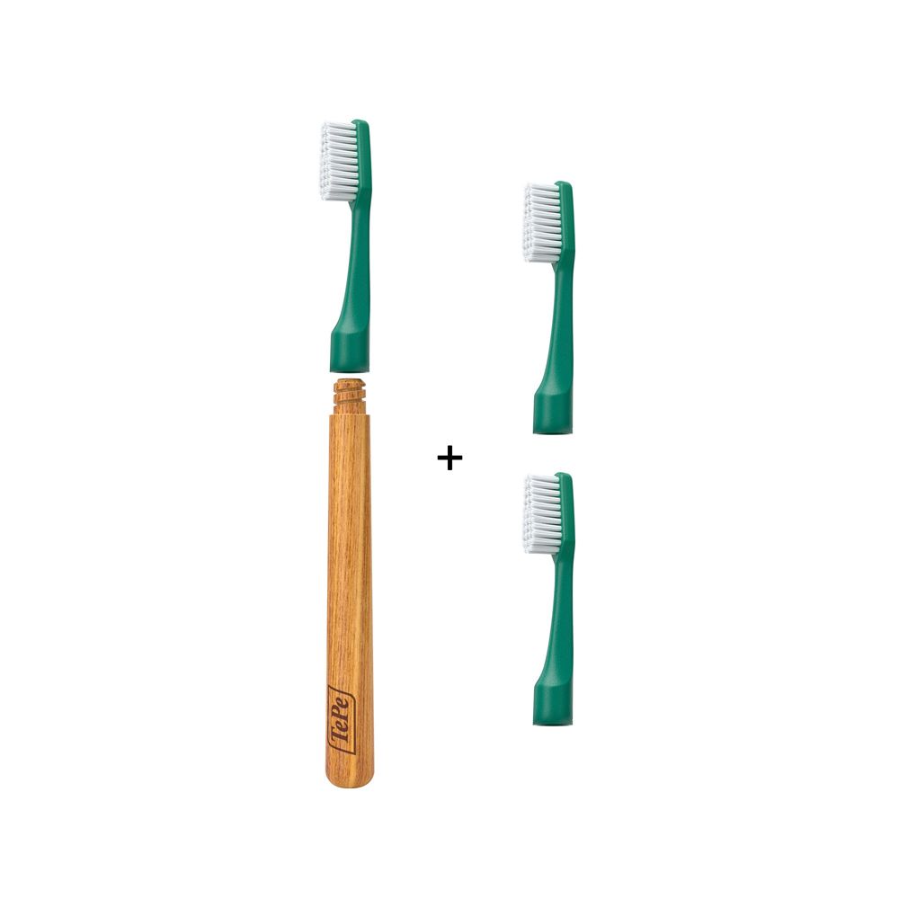 TePe Choice™ Spazzolino Con Manico In Legno + 3 Testine Sostituibili 1