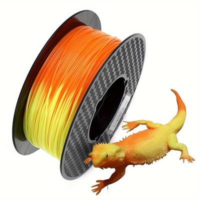 TEMU Temperature-sensitive Rainbow Pla Filament - Orange To Yellow Gradient, Black To Red Transition, 1.75mm, 250g Spool