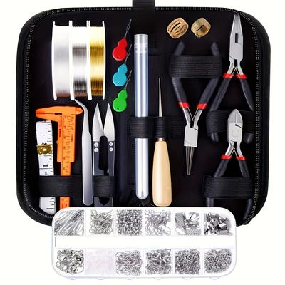 TEMU Jewelry Making Tool Set, Includes Round, Pointed, And Angled Nose Pliers, Perfect For Crafting Diy Jewelry, Beads, And Accessories