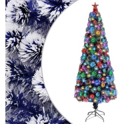 Vidaxl - Künstlicher Weihnachtsbaum,Kunstbaum mit led Weiß & Blau 240 cm Glasfaser